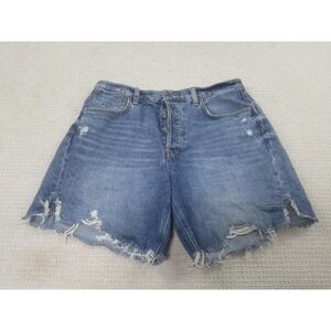 We The Free Distressed Blue Denim Jean Shorts CURVY 28